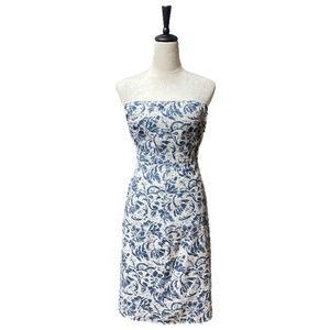 Jcrew Strapless Dress - Blue Floral Size P2